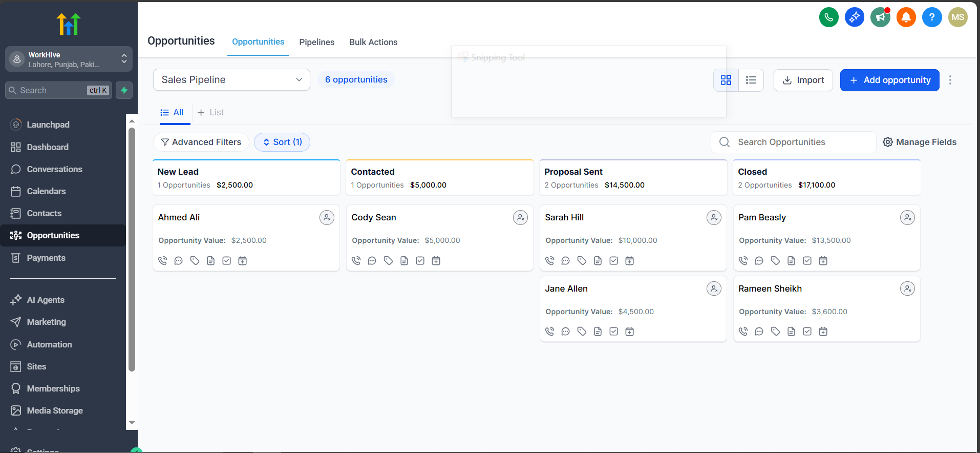 GoHighLevel, sales pipeline data retrieval