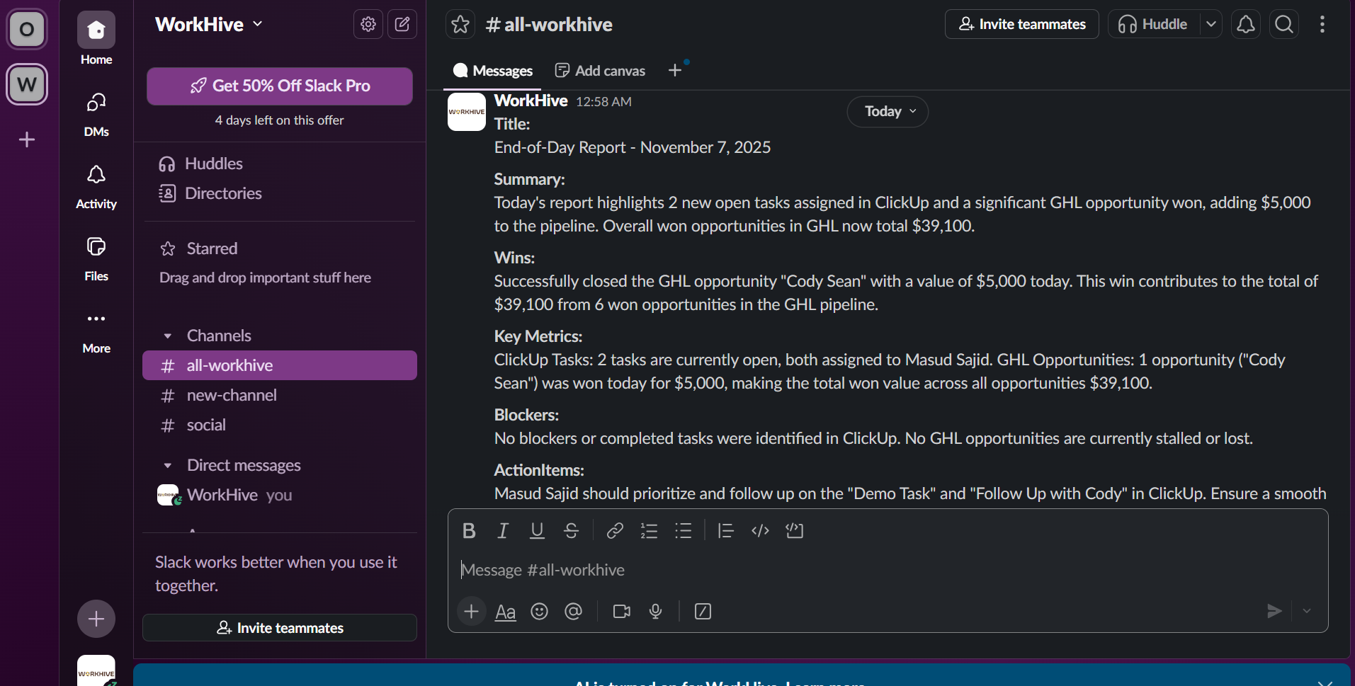 Slack, automated report distribution