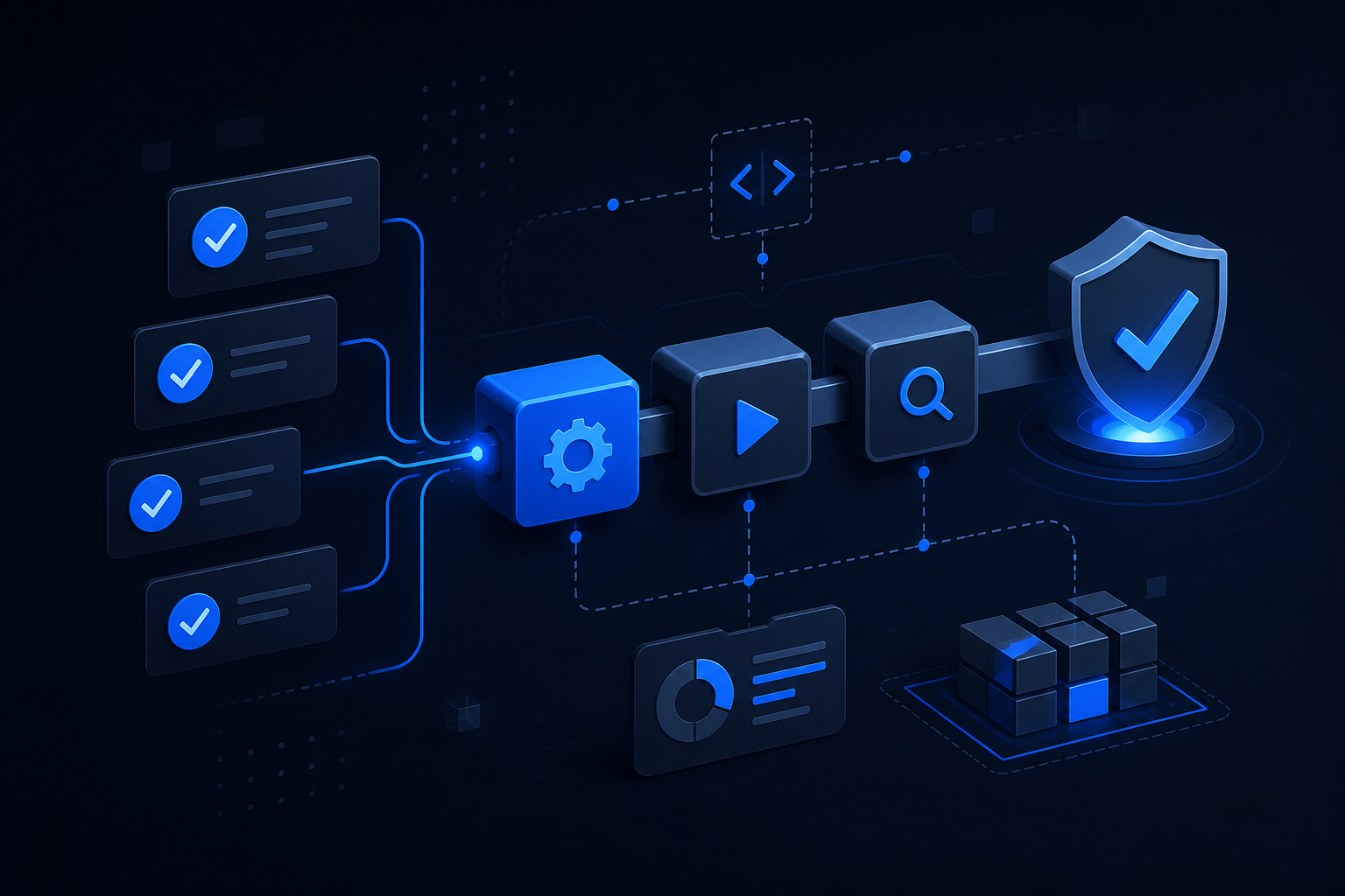 Abstract automated test pipeline and quality checkpoints
