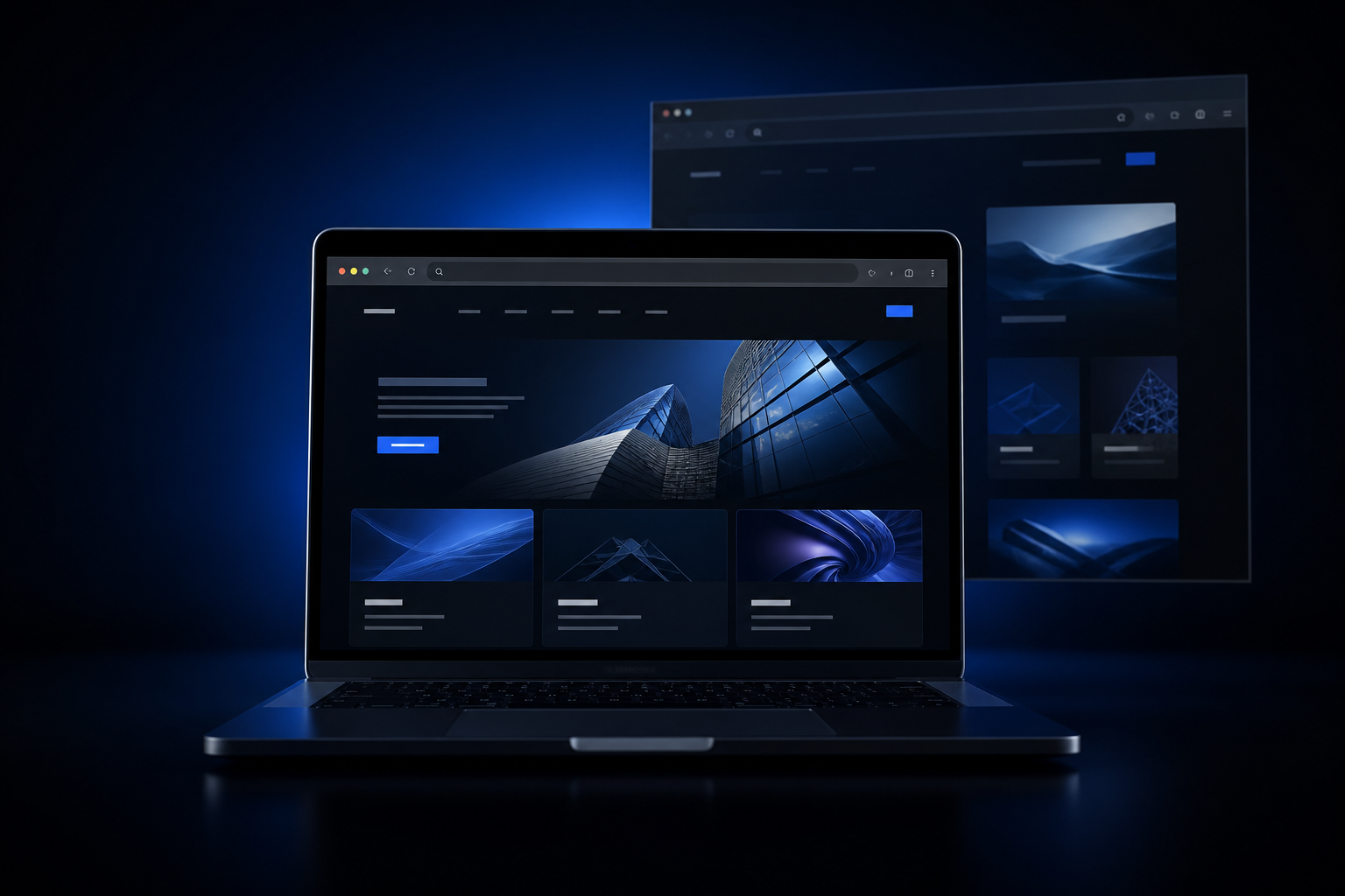 Modern web product interface on a laptop