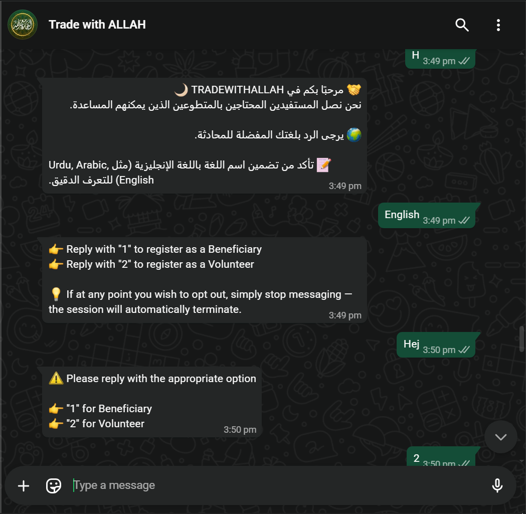 Chat registration flow, state-based onboarding